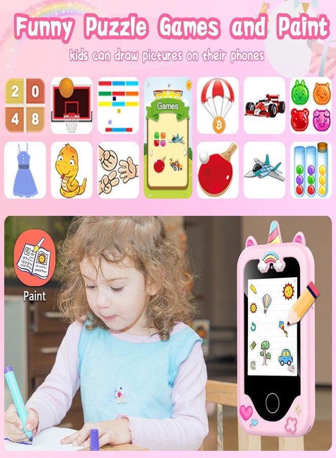 WEOLULI Kids Smart Phone with Dual Camera, Game & Music Player, Toddler Learning Play Toy Cell Phone, Gifts for Girls, Christmas, Birthday, Age 3-10, Light Pink - Image 3